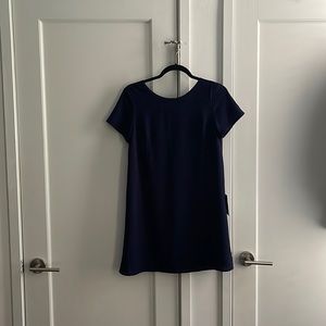 NWT: Mary & Mabel navy short sleeve chiffon dress. Size S.